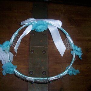 Disney Princess Elsa Tiara Blue Flowers Metal & Faux rhinestone Jewels